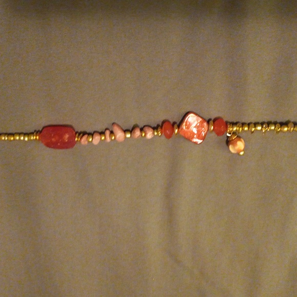 Chico's Gold adjustable necklace with pink and gold beads - Picture 3 of 6